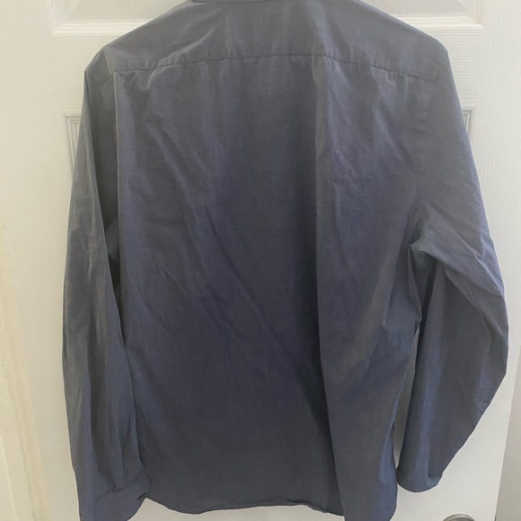 Express 1MX button down dress shirt L grey modern fit in great shape - Picture 3 of 3